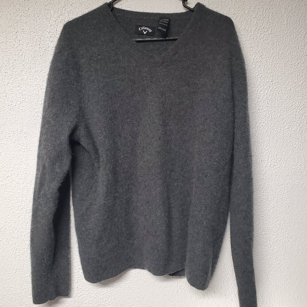 Golf Pullover Gray Sweater - Men - Callaway - 100% Cashmere - XL